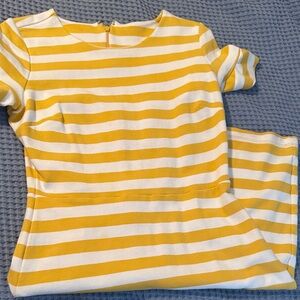 Old Navy Yellow & White Striped Short Sleeve Tee Dress
